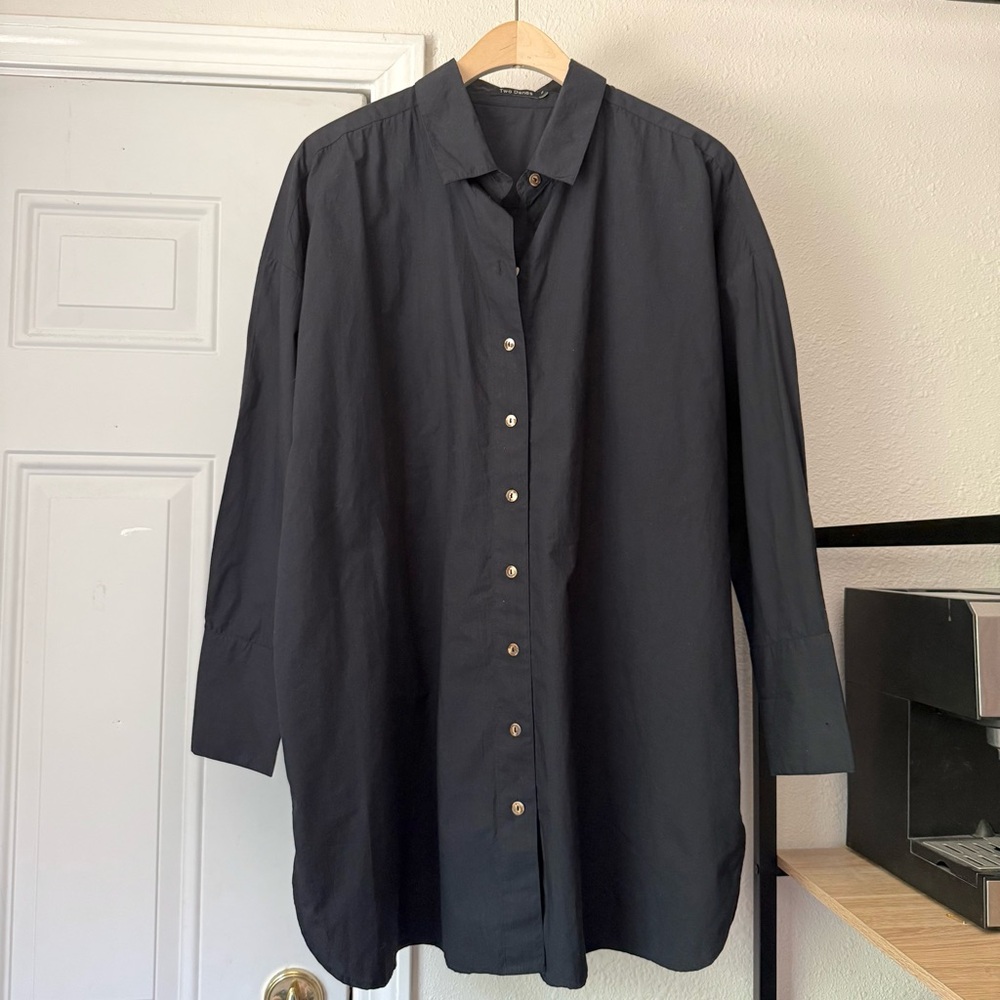 TWO‎ DANES black long sleeve button up shirt